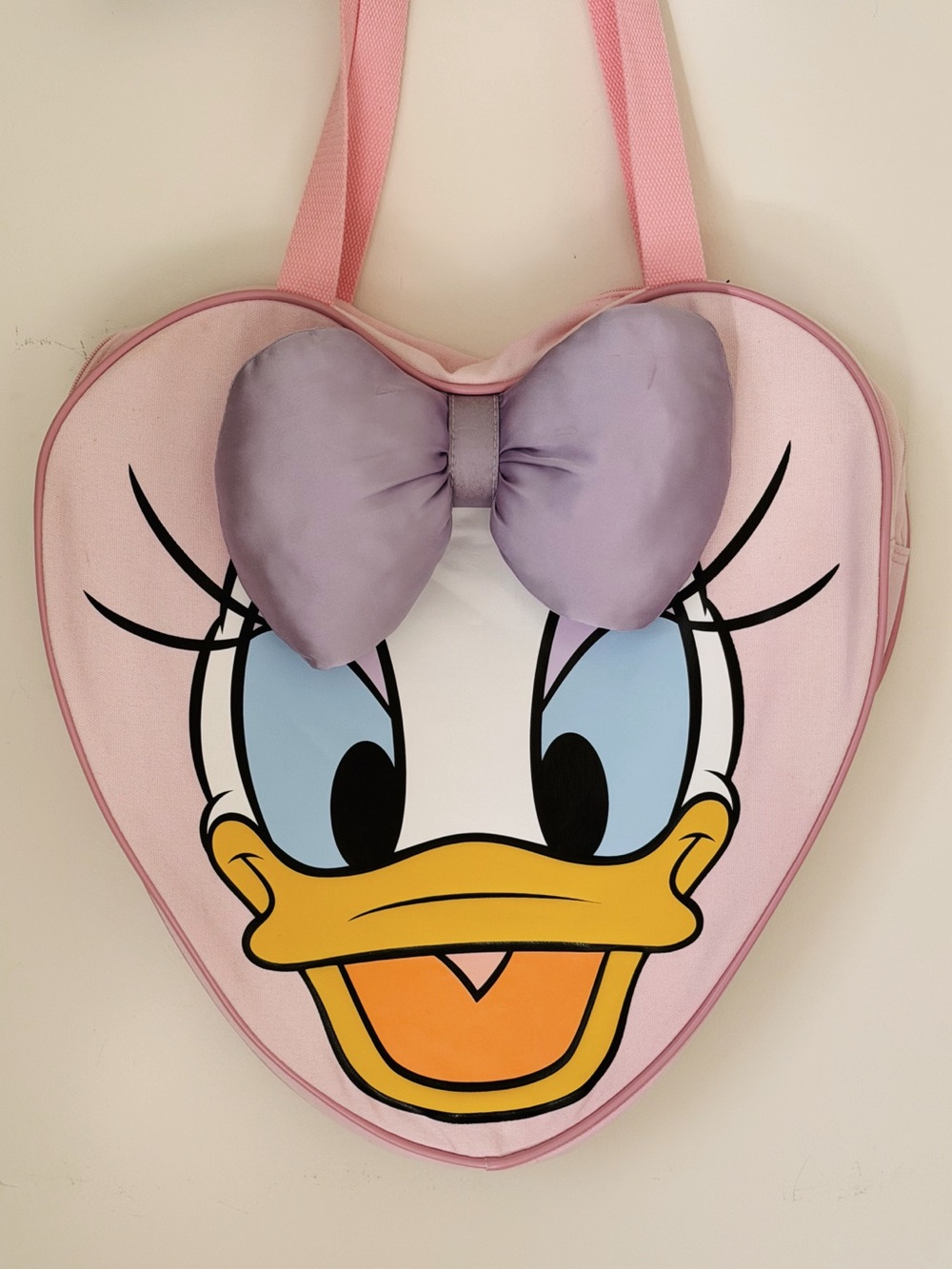 Disney Daisy Duck Heart Tote Bag - Pink with Lavender Bow